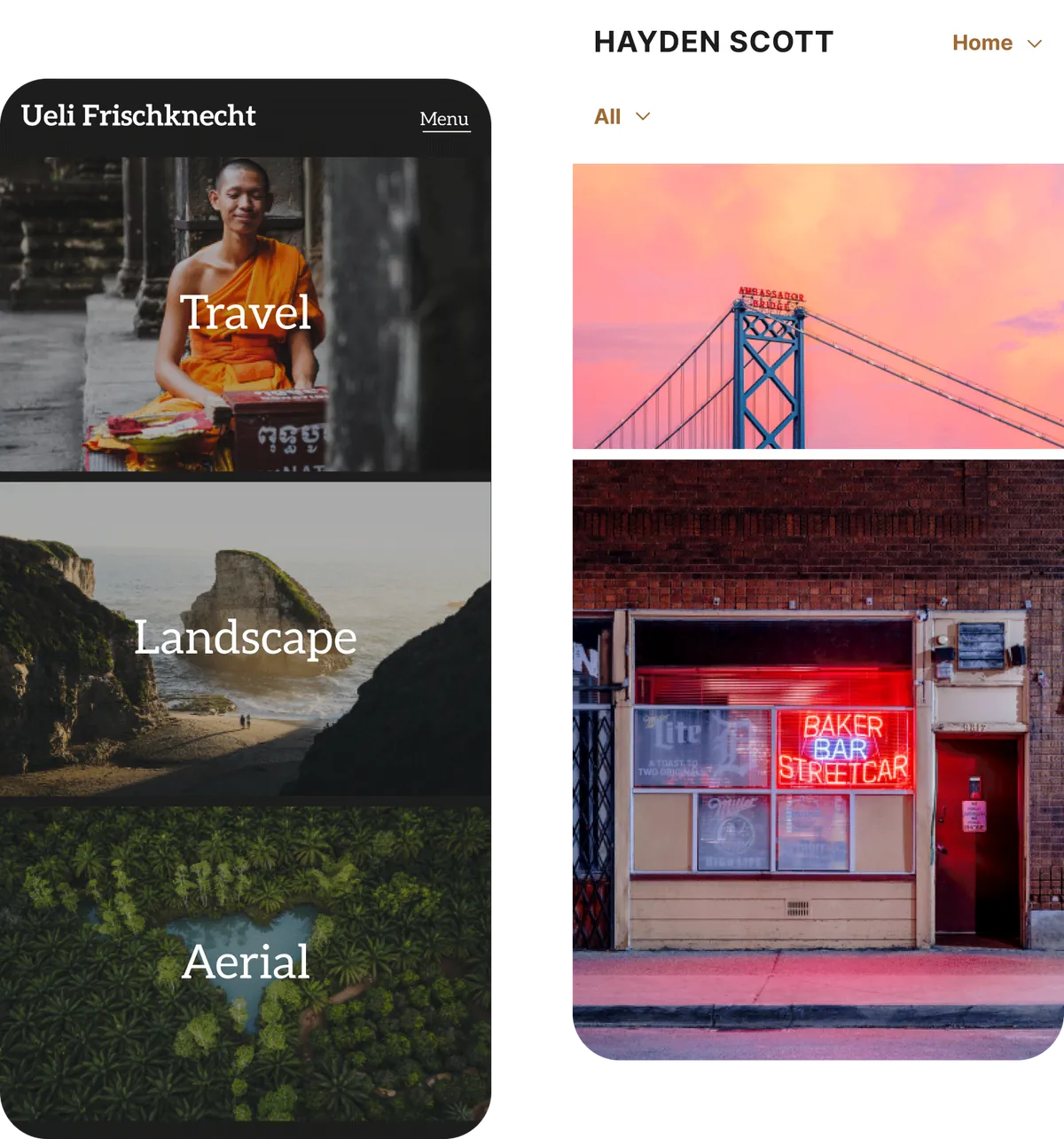 Screenshot of 500px Portfolios