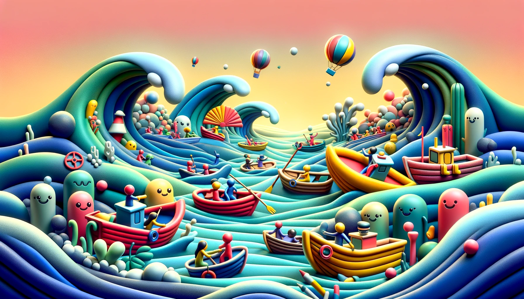 A dreamy depiction of a rising tide, lifting all boats