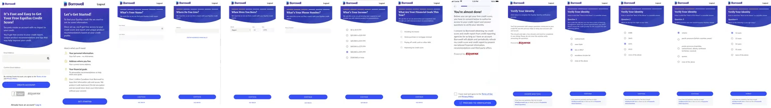 Screenshot of Borrowell's original onboarding flow