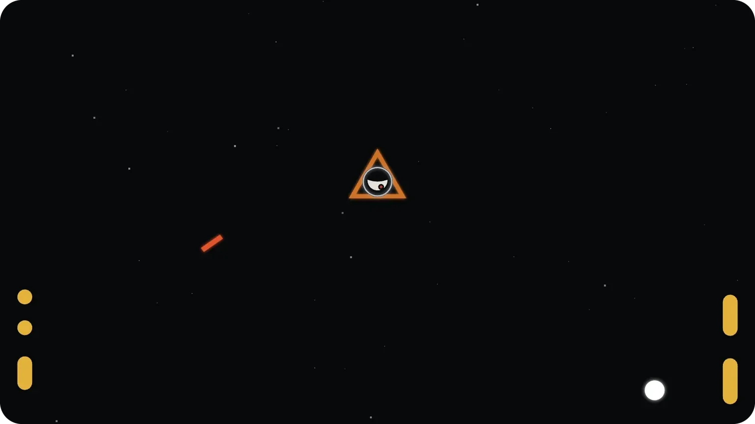 A boss on its last ring firing a laser, with both paddles broken into small pieces